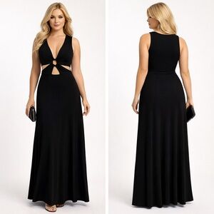 Love X Design NWT Black Ring Cutout Maxi Dress Women’s Size Large